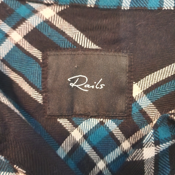 EUC Rails Button Up Hunter Shirt in Midnight Cerulean Blue - Picture 11 of 13